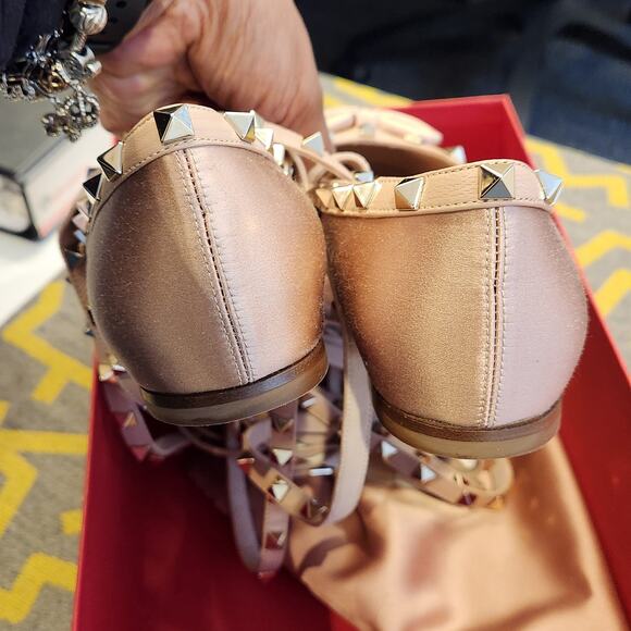 Valentino Rockstud Satin blush ballerina shoes size 39 - Picture 6 of 9